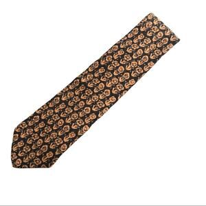 Hugo Boss 100% Silk Tie Floral Pattern Black and Bronze